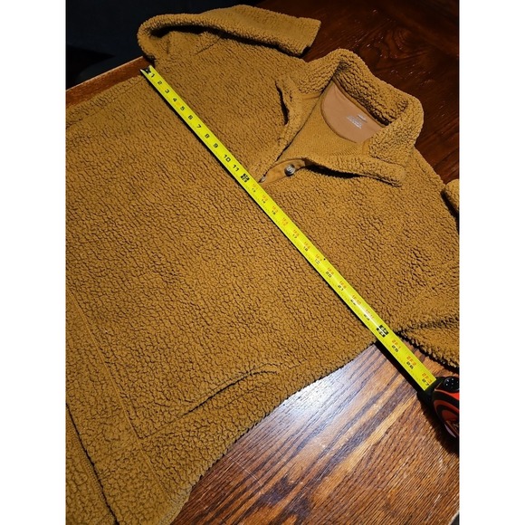 Aerie Womens Small Sherpa Oversized‎ Pullover Jacket Mock Neck Pockets (A609) - Picture 5 of 8